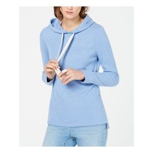 INC International Concepts Womens Knit Hooded Sweater Long Sleeve Yacht Blue S